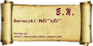 Bereczki Máté névjegykártya