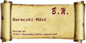 Bereczki Máté névjegykártya
